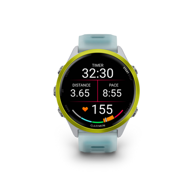 Garmin Forerunner 570 - 47mm Aluminiowy w kolorze Amp Yellow z półprzezroczystym paskiem w kolorze Whitestone/Turquoise