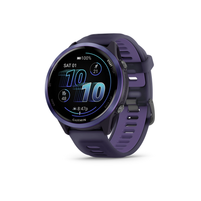 Garmin Forerunner 570 - 47mm Aluminiowy w kolorze indygo z półprzezroczystym paskiem w kolorze Imperial Purple/Indygo