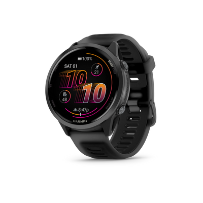 Garmin Forerunner 570 - 47mm Aluminiowy w kolorze Slate Grey z półprzezroczystym paskiem w kolorze Black/Black