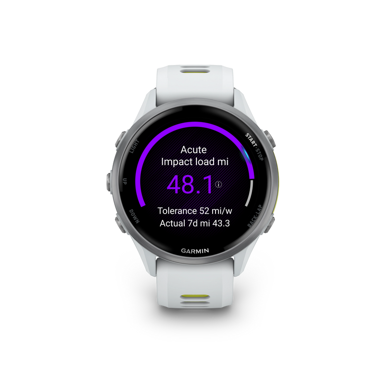 Garmin Forerunner 970 Tytanowy z kopertą w kolorze Whitestone i półprzezroczystym paskiem w kolorze Whitestone/Amp yellow