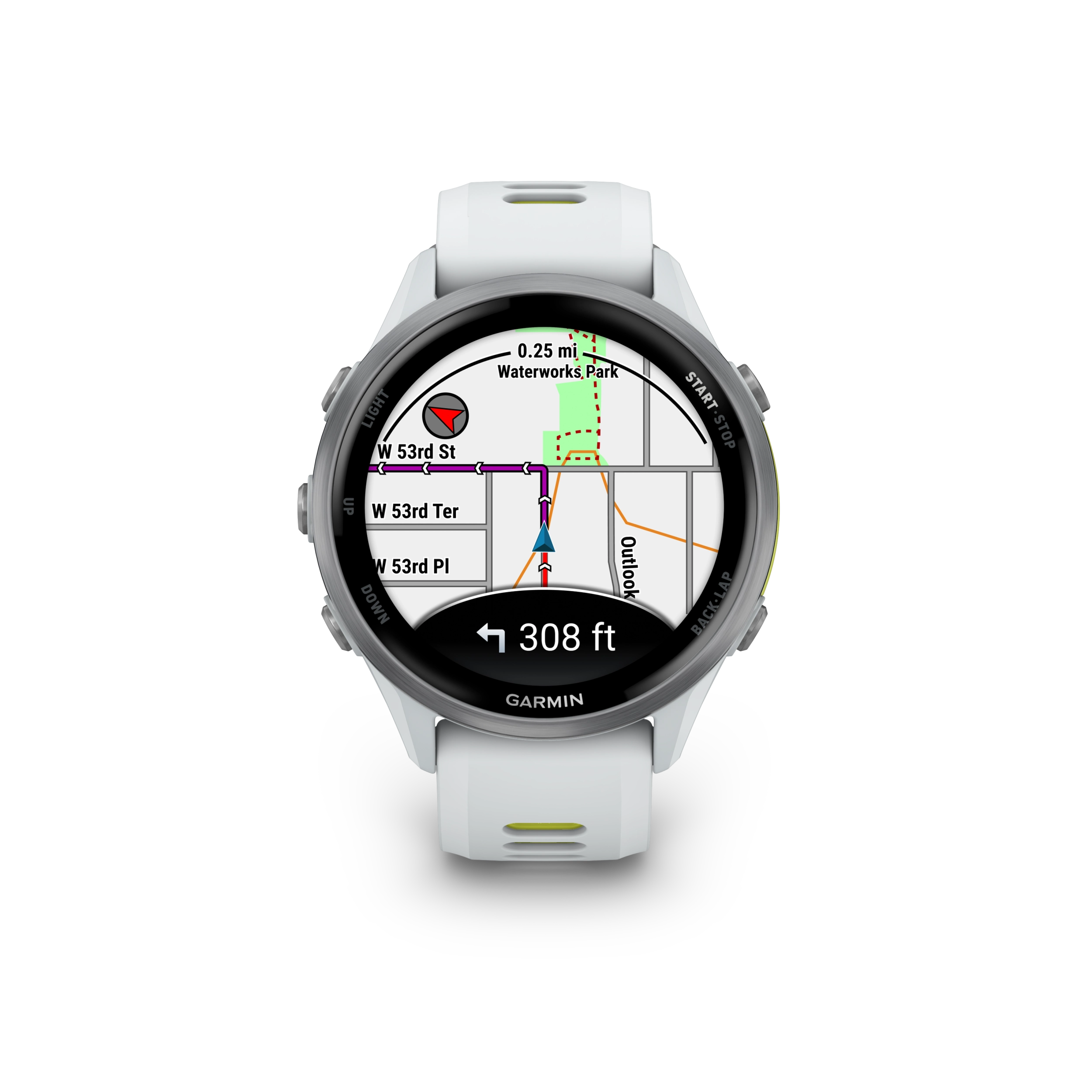 Garmin Forerunner 970 Tytanowy z kopertą w kolorze Whitestone i półprzezroczystym paskiem w kolorze Whitestone/Amp yellow