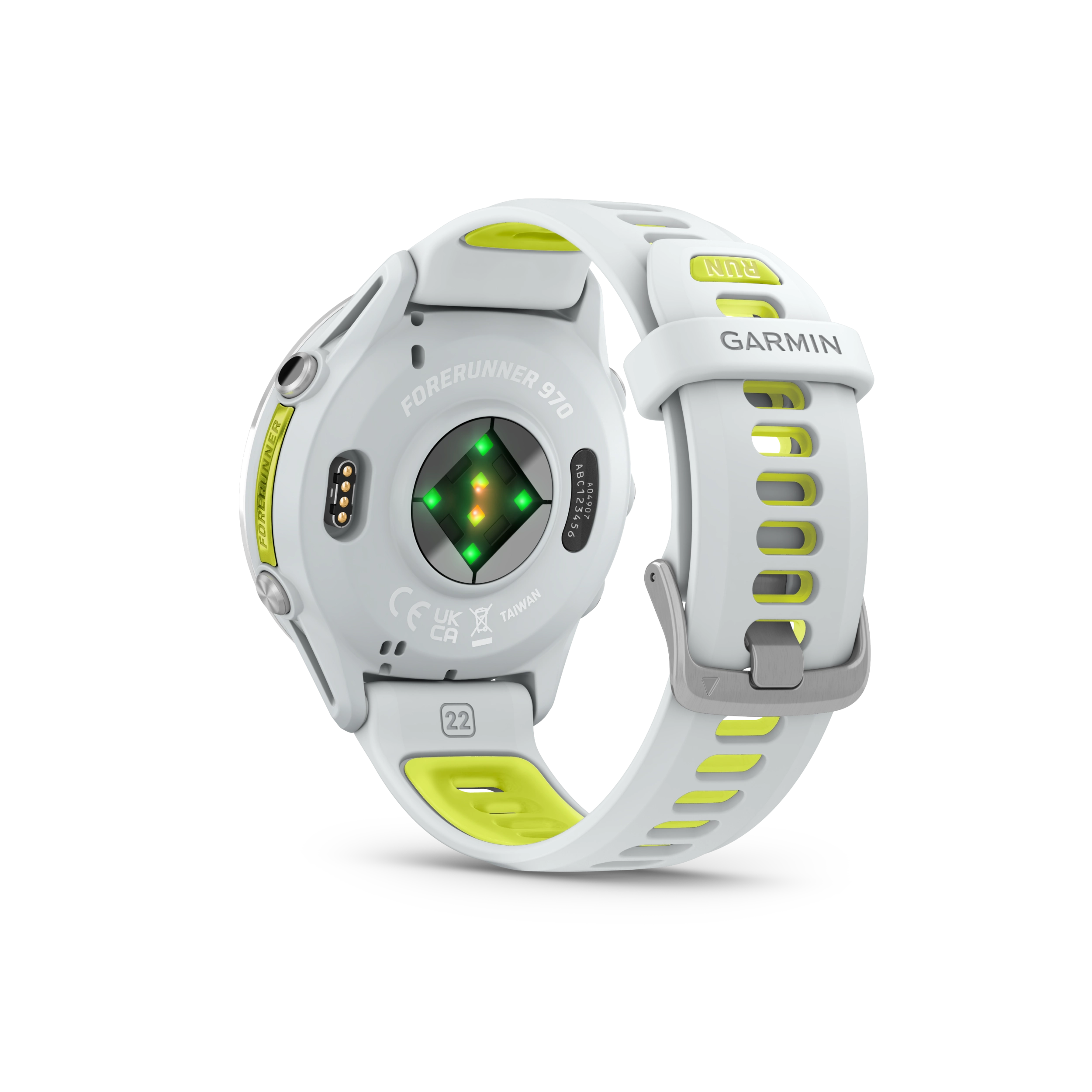 Garmin Forerunner 970 Tytanowy z kopertą w kolorze Whitestone i półprzezroczystym paskiem w kolorze Whitestone/Amp yellow