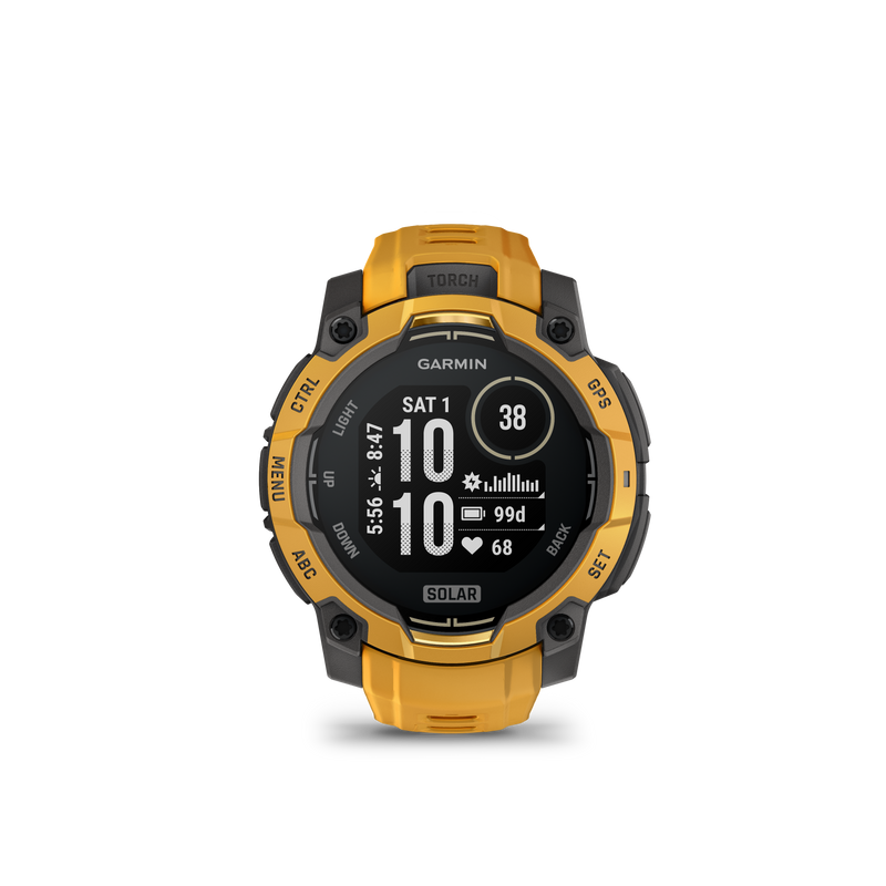 Garmin Instinct 3 – 45 mm, Solar, Sunburst z paskiem w kolorze Sunburst / Grey