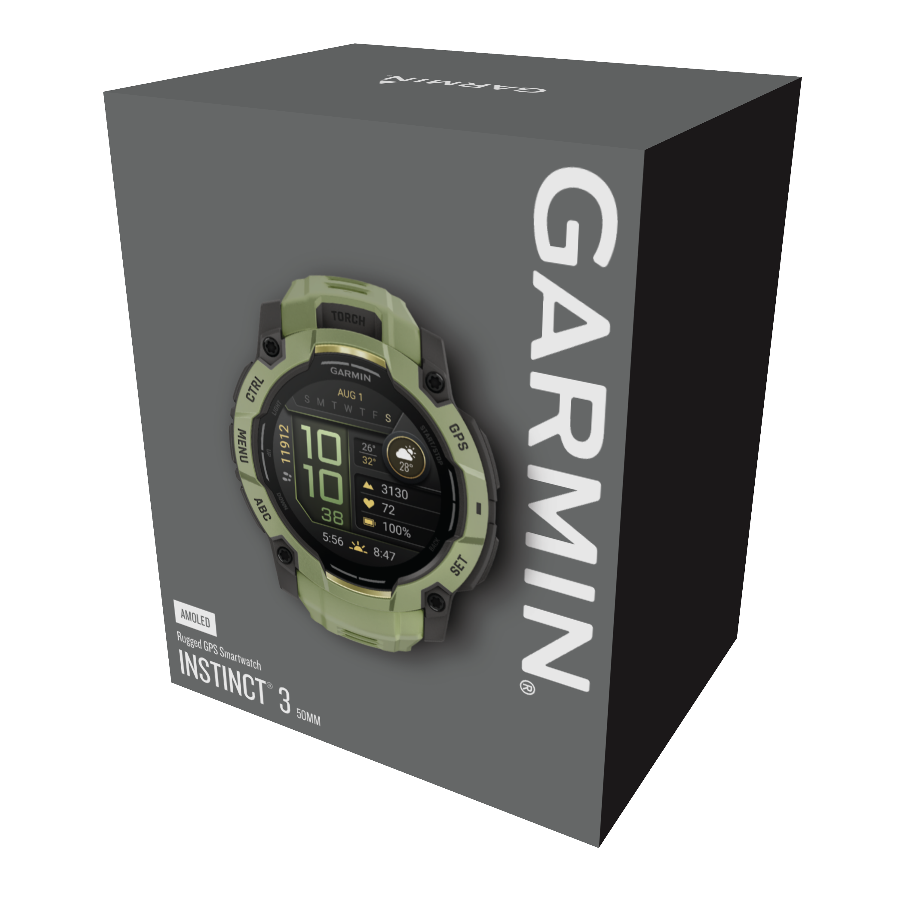 Garmin Instinct 3 – 50 mm, AMOLED, Fern Green z paskiem w kolorze Fern green