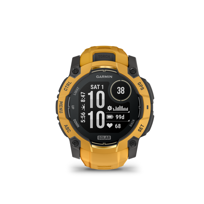 Garmin Instinct 3 – 50 mm, Solar, Sunburst z paskiem w kolorze Sunburst / Grey