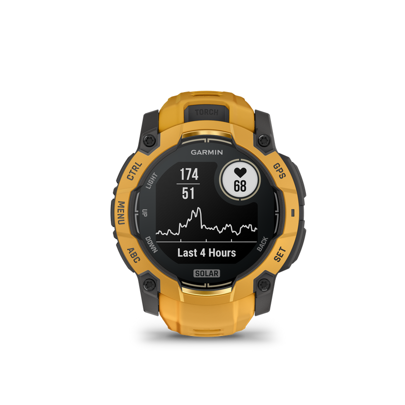 Garmin Instinct 3 – 50 mm, Solar, Sunburst z paskiem w kolorze Sunburst / Grey