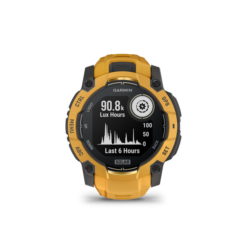 Garmin Instinct 3 – 50 mm, Solar, Sunburst z paskiem w kolorze Sunburst / Grey