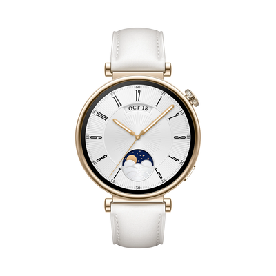 HUAWEI WATCH GT 4 41mm Classic elegancki smartwatch damski biały złota koperta