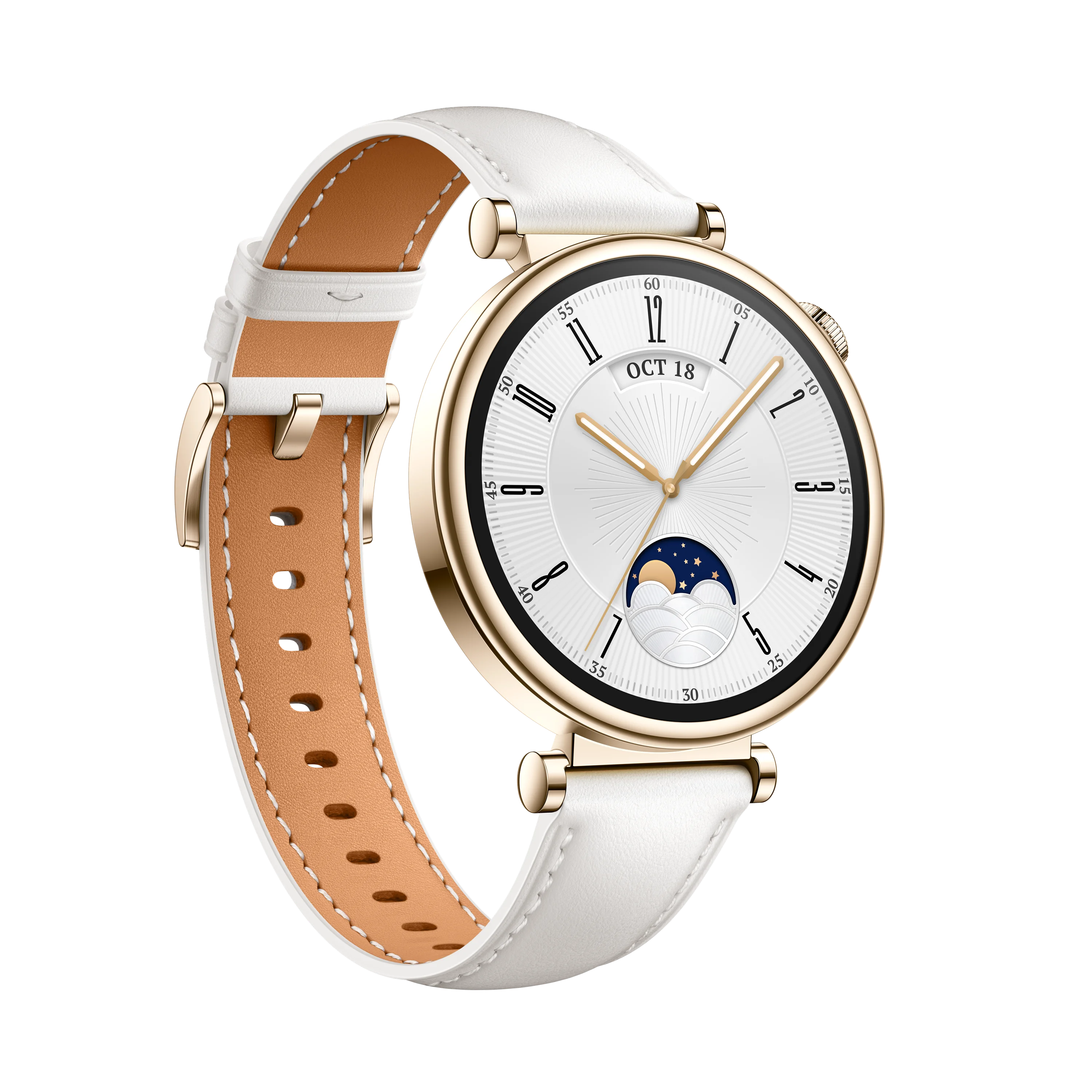 HUAWEI WATCH GT 4 41mm Classic elegancki smartwatch damski biały złota koperta