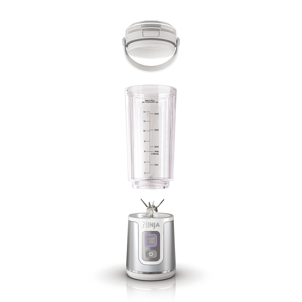 Ninja BC151EUWH - Bezprzewodowy blender kielichowy, 0,53 l, Srebrny