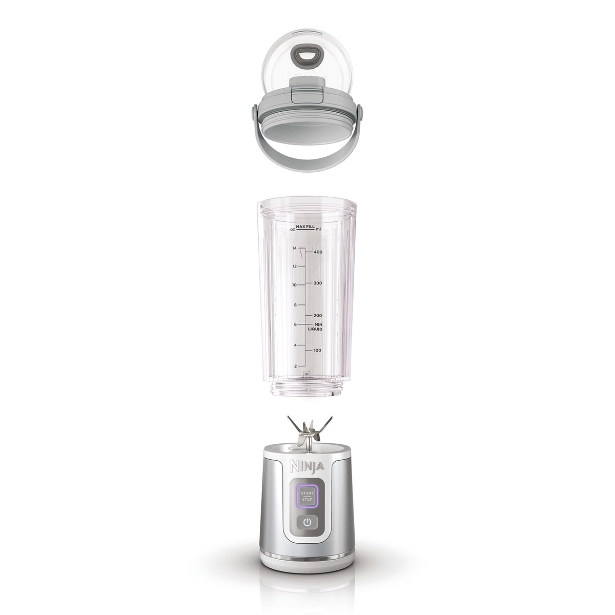 Ninja BC151EUWH - Bezprzewodowy blender kielichowy, 0,53 l, Srebrny