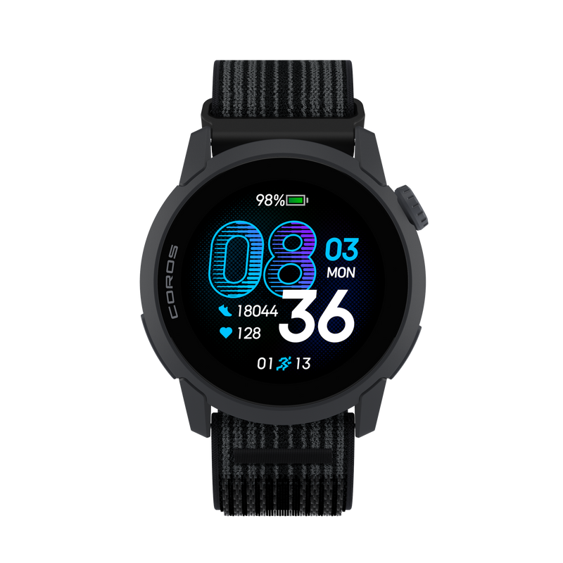 COROS PACE 4 – zegarek sportowy, 43 mm, Czarny, pasek nylonowy