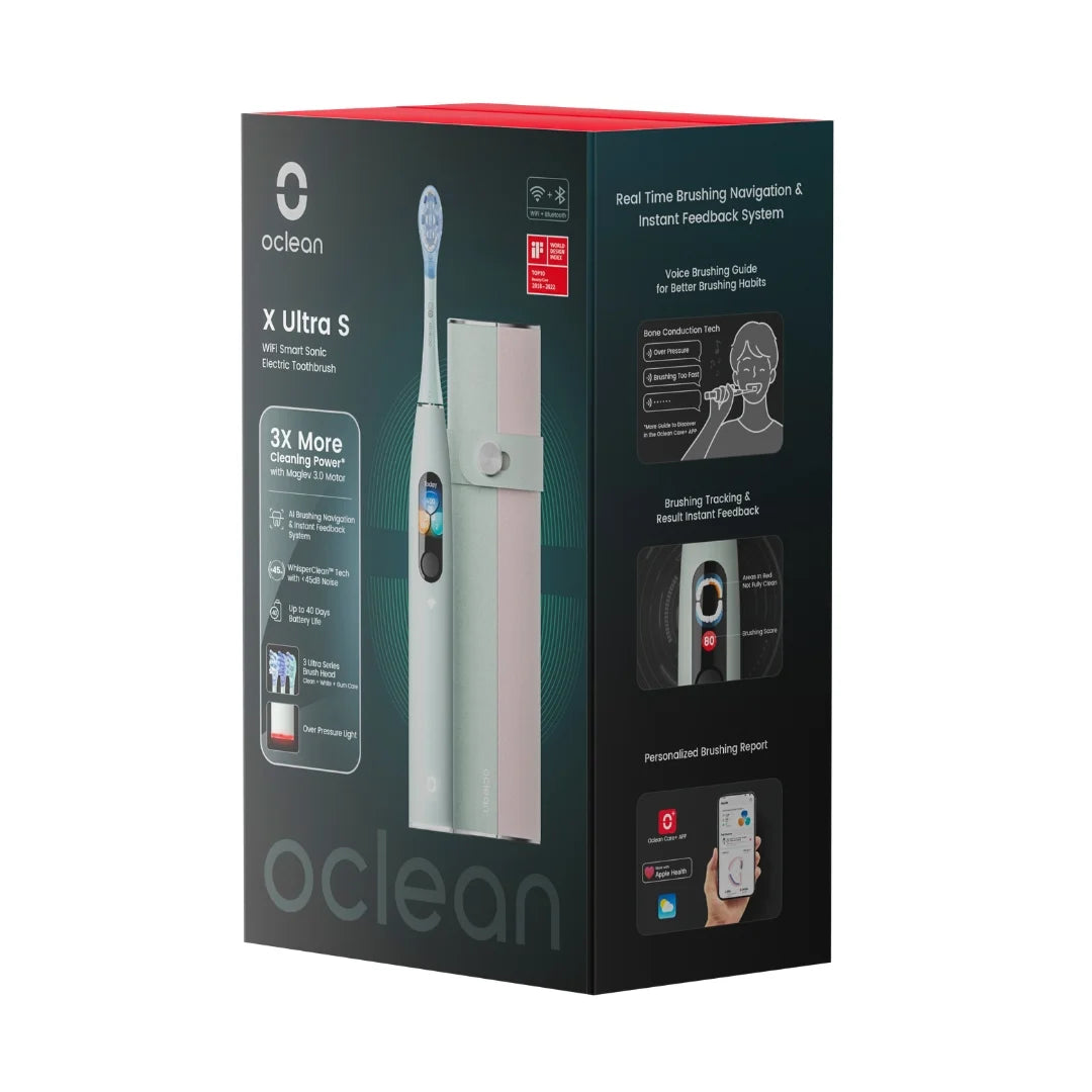 Zestaw Szczoteczka soniczna Oclean X Ultra z etui, 3 końcówkami i uchwytem - miętowa