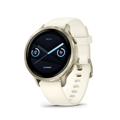 Garmin Venu 4 – 41 mm, Lunar gold z paskiem silikonowym w kolorze Bone