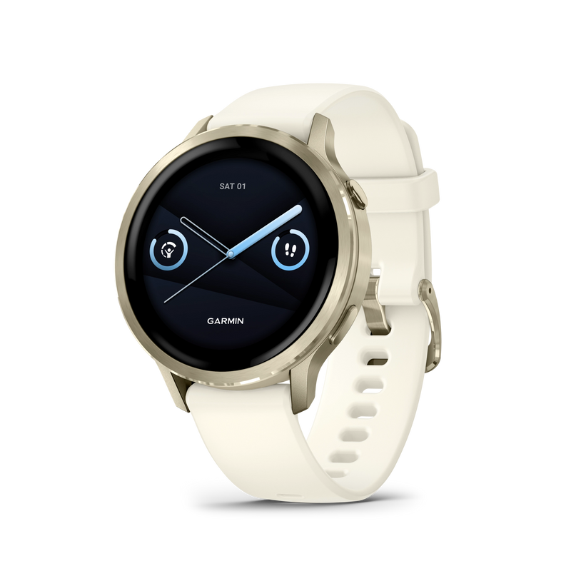 Garmin Venu 4 – 41 mm, Lunar gold z paskiem silikonowym w kolorze Bone