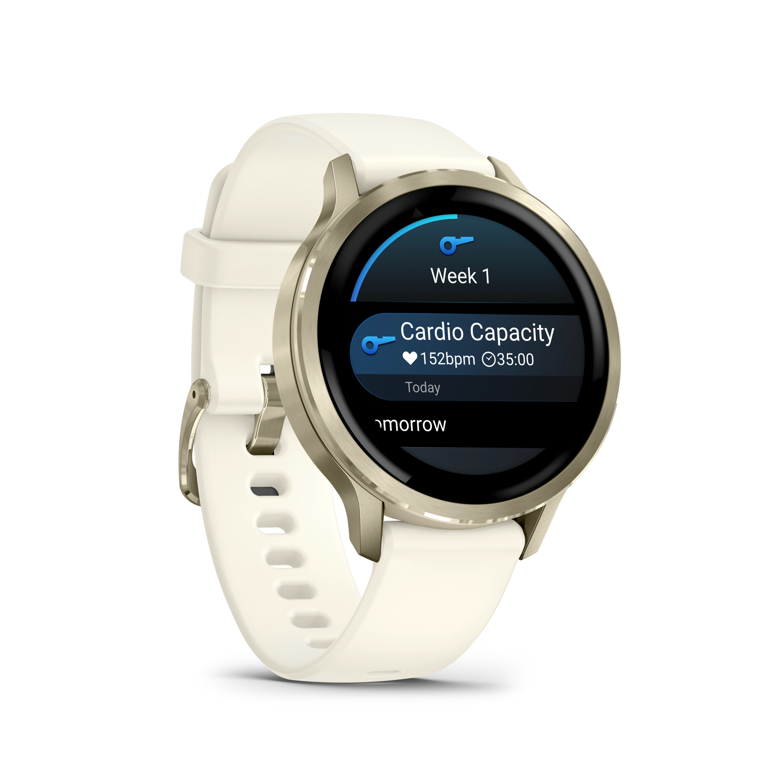 Garmin Venu 4 – 41 mm, Lunar gold z paskiem silikonowym w kolorze Bone