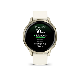 Garmin Venu 4 – 41 mm, Lunar gold z paskiem silikonowym w kolorze Bone