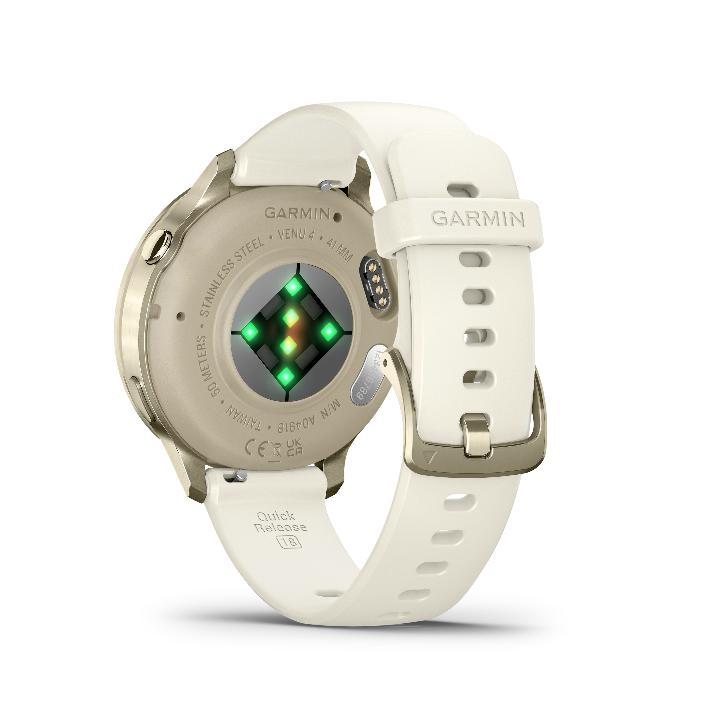 Garmin Venu 4 – 41 mm, Lunar gold z paskiem silikonowym w kolorze Bone