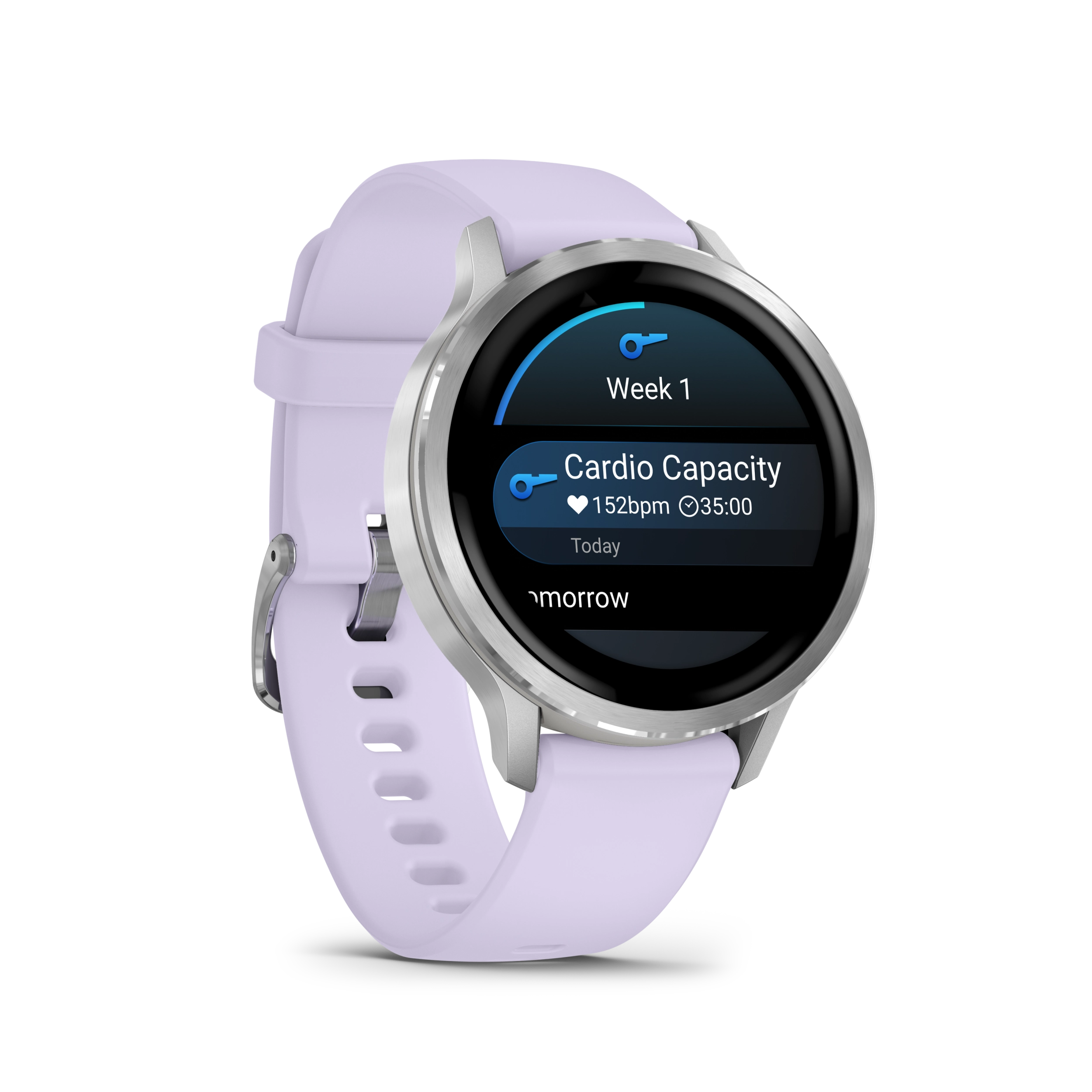 Garmin Venu 4 – 41 mm, Silver z paskiem silikonowym w kolorze Periwinkle