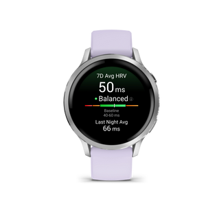 Garmin Venu 4 – 41 mm, Silver z paskiem silikonowym w kolorze Periwinkle