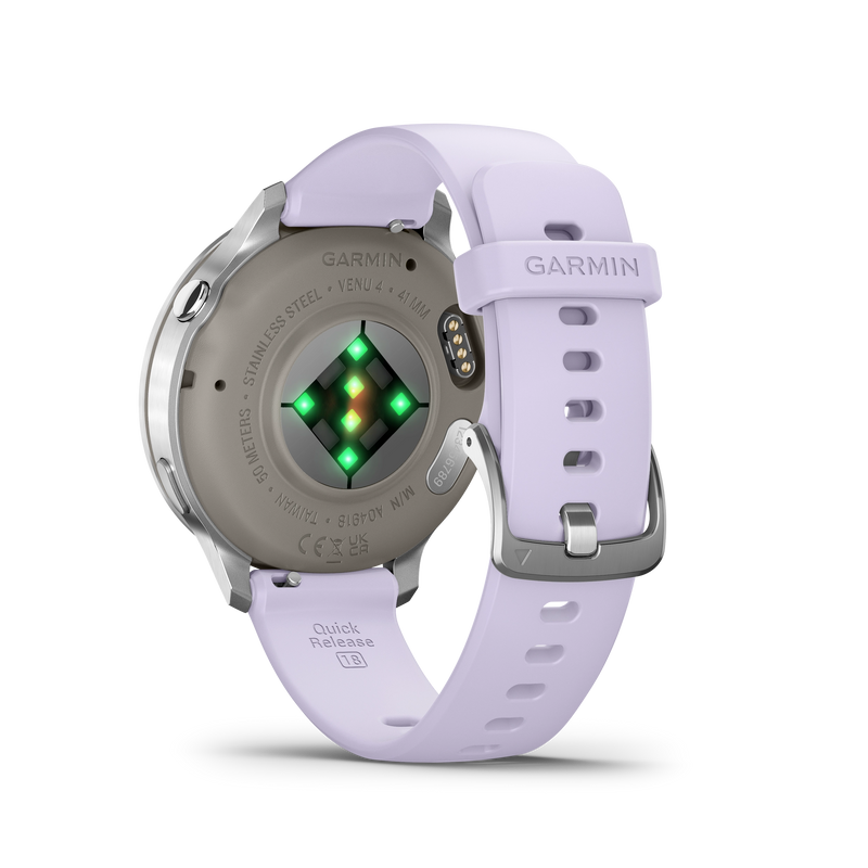 Garmin Venu 4 – 41 mm, Silver z paskiem silikonowym w kolorze Periwinkle