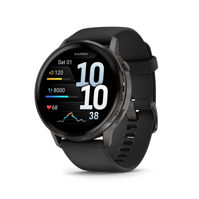 Garmin Venu 4 – 45 mm, Slate z paskiem silikonowym w kolorze Black