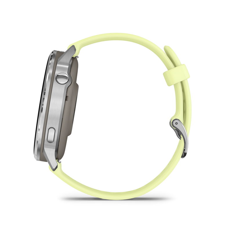 Garmin Venu 4 – 45 mm, Silver z paskiem silikonowym w kolorze Citron