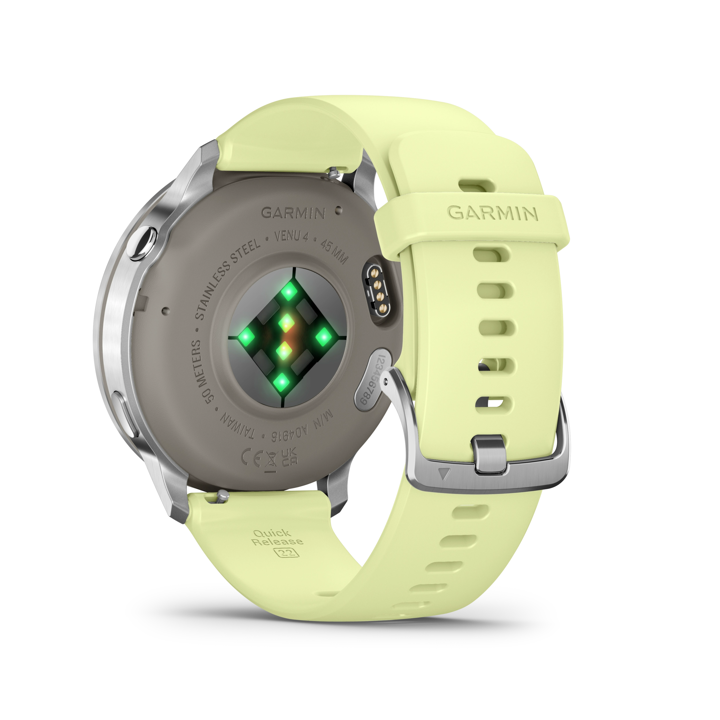 Garmin Venu 4 – 45 mm, Silver z paskiem silikonowym w kolorze Citron