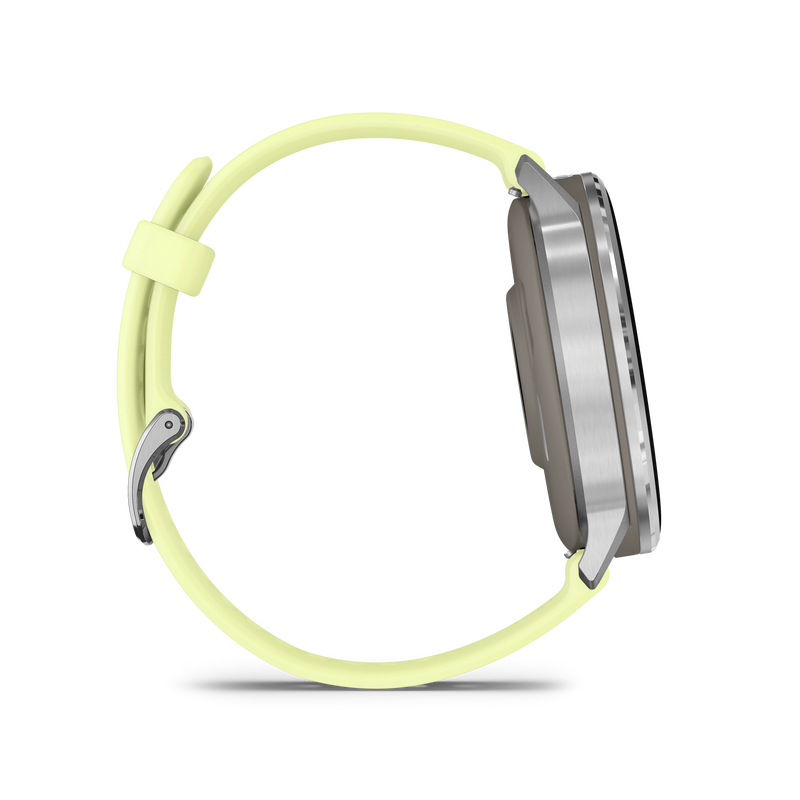 Garmin Venu 4 – 45 mm, Silver z paskiem silikonowym w kolorze Citron