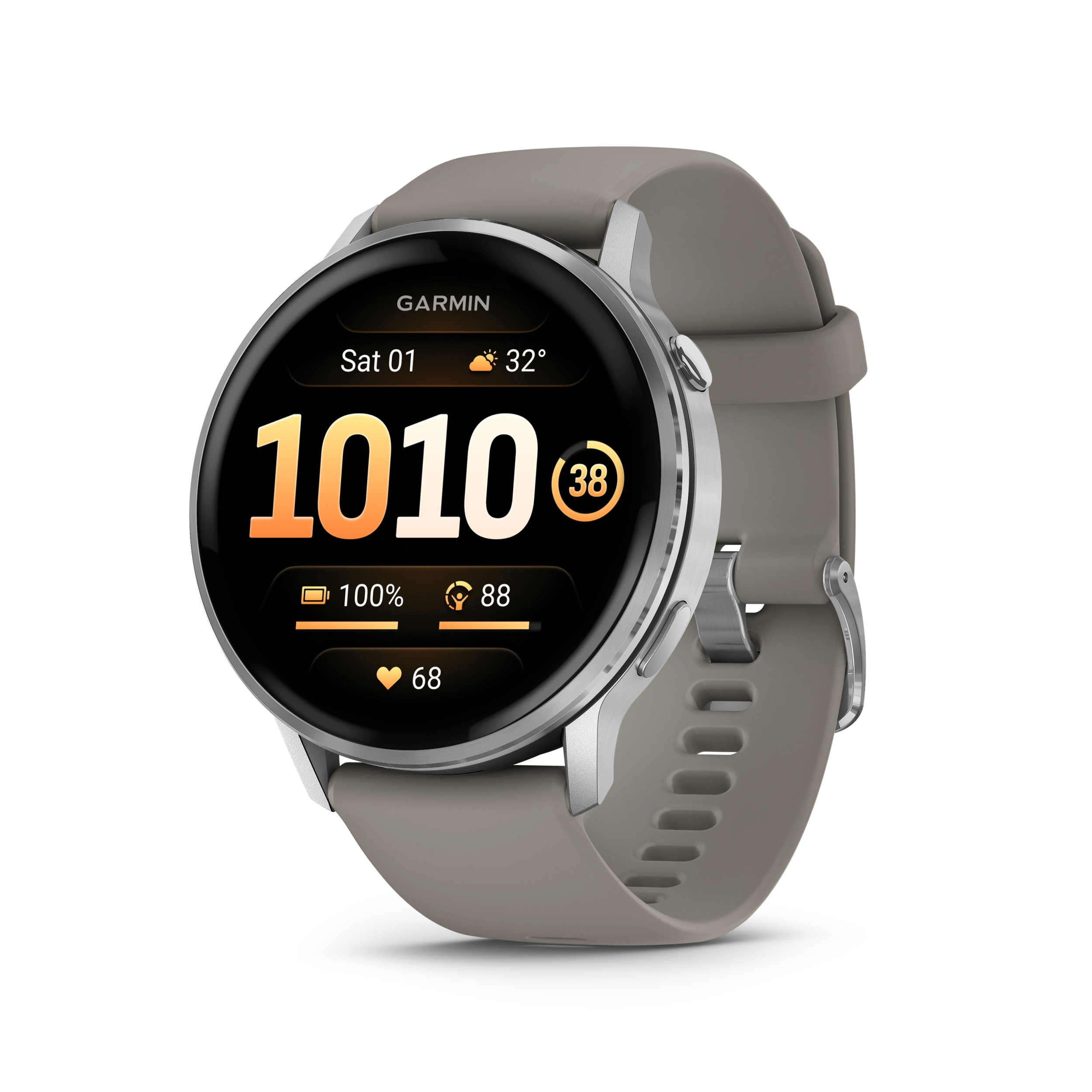 Garmin Venu 4 – 45 mm, Silver z paskiem silikonowym w kolorze Silver gray
