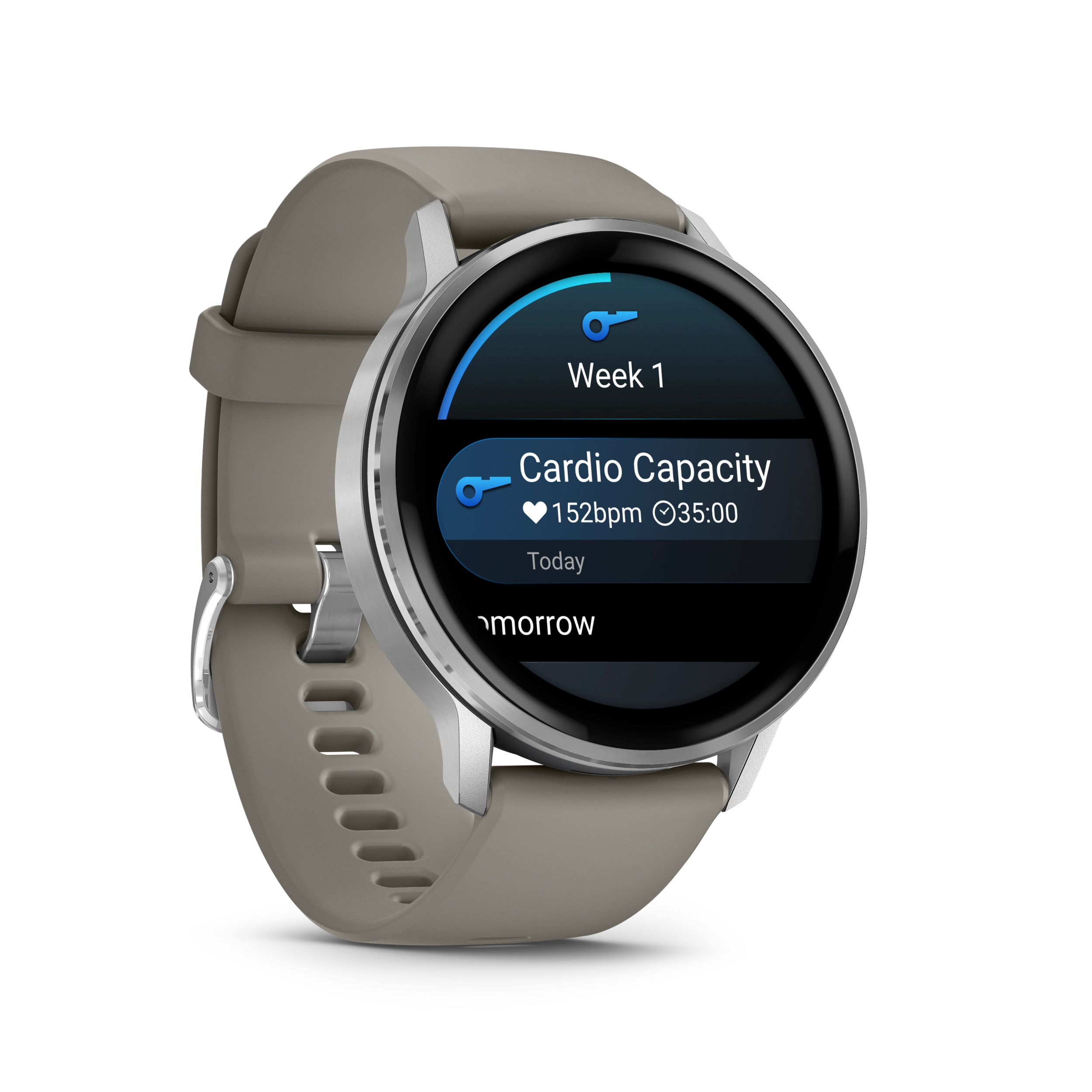 Garmin Venu 4 – 45 mm, Silver z paskiem silikonowym w kolorze Silver gray
