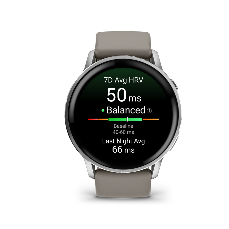 Garmin Venu 4 – 45 mm, Silver z paskiem silikonowym w kolorze Silver gray