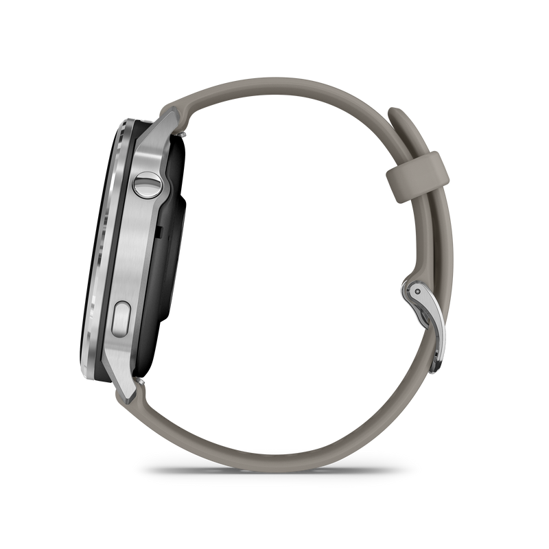 Garmin Venu 4 – 45 mm, Silver z paskiem silikonowym w kolorze Silver gray