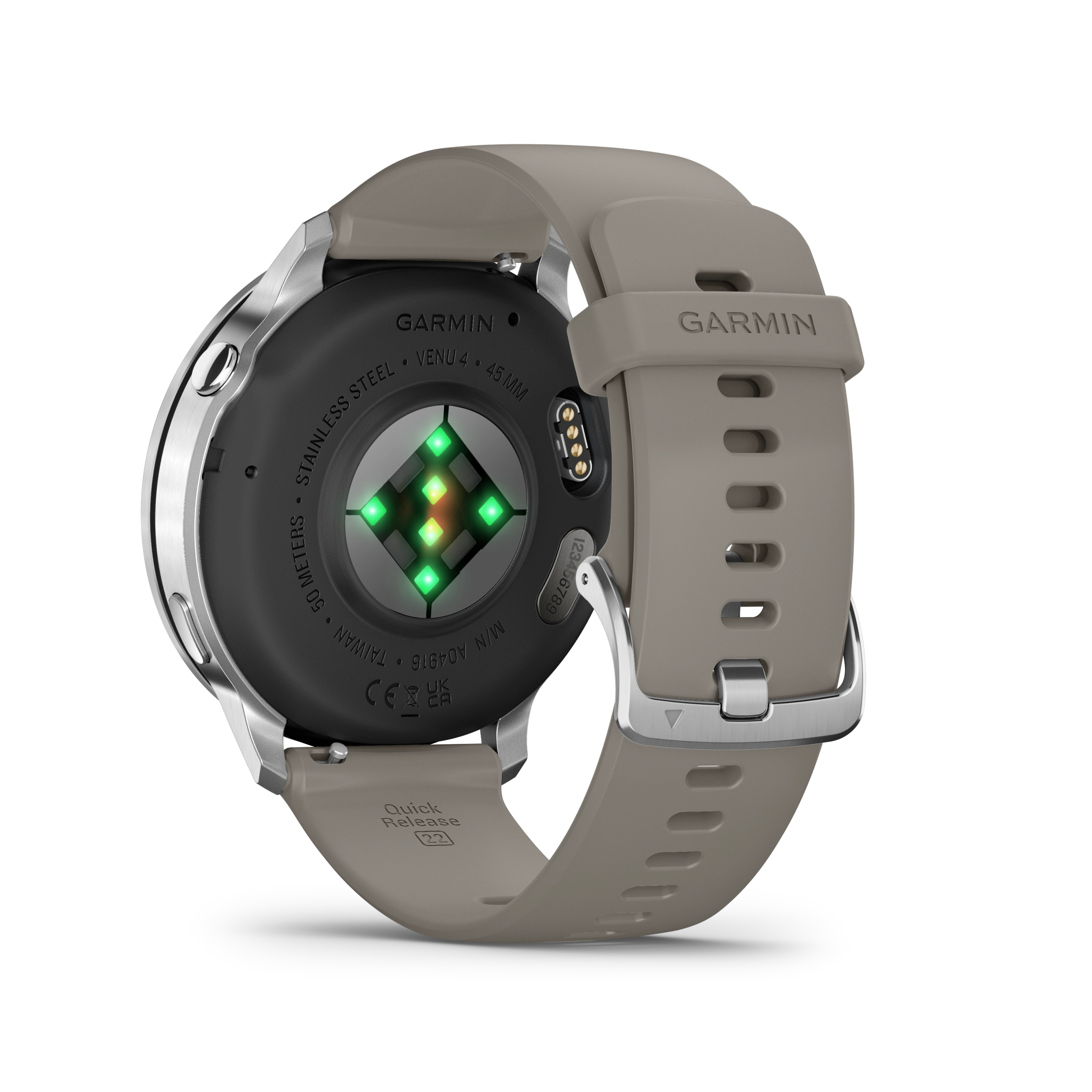 Garmin Venu 4 – 45 mm, Silver z paskiem silikonowym w kolorze Silver gray