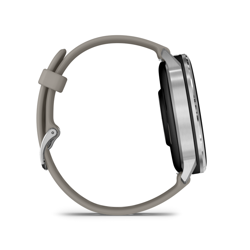 Garmin Venu 4 – 45 mm, Silver z paskiem silikonowym w kolorze Silver gray