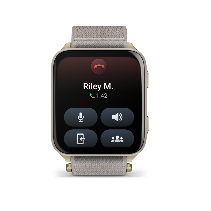 Garmin Venu X1, Soft Gold z tytanowym deklem i nylonowym paskiem ComfortFit w kolorze French Gray