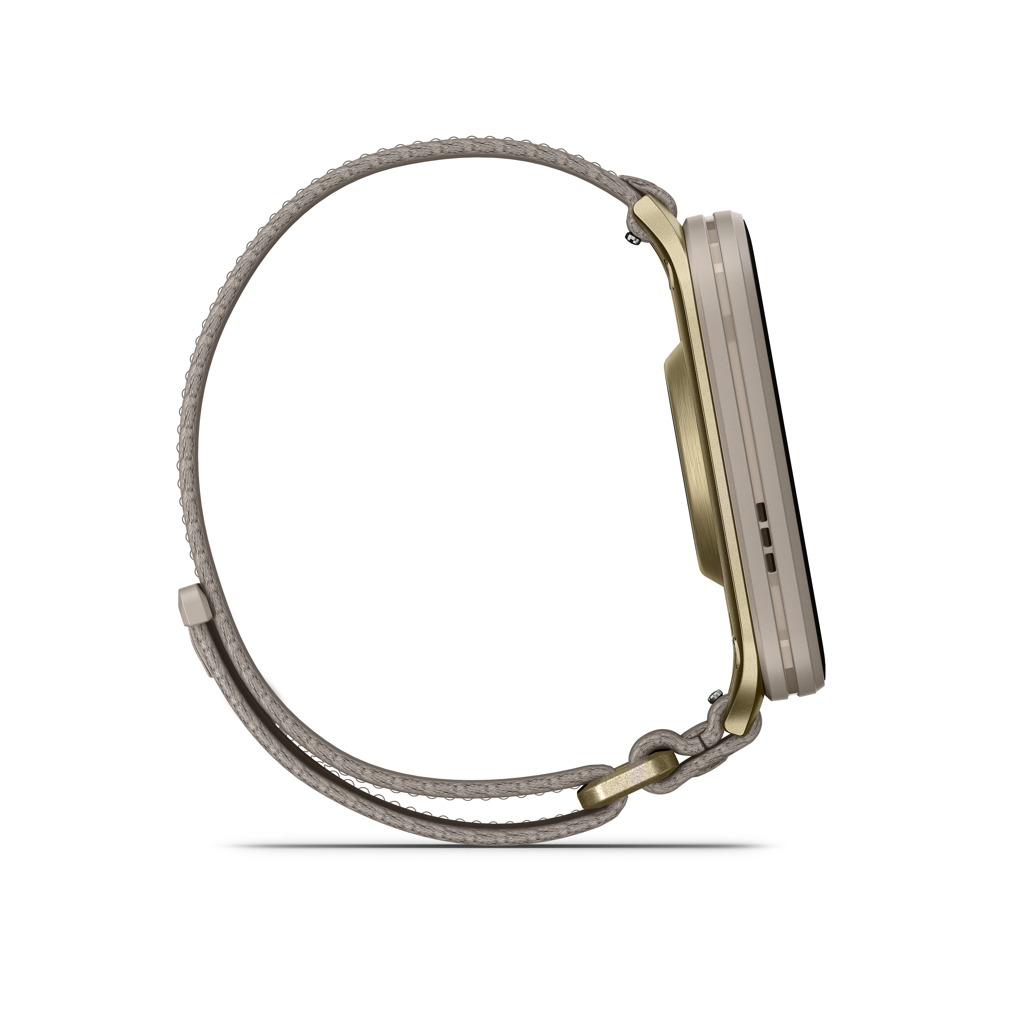 Garmin Venu X1, Soft Gold z tytanowym deklem i nylonowym paskiem ComfortFit w kolorze French Gray