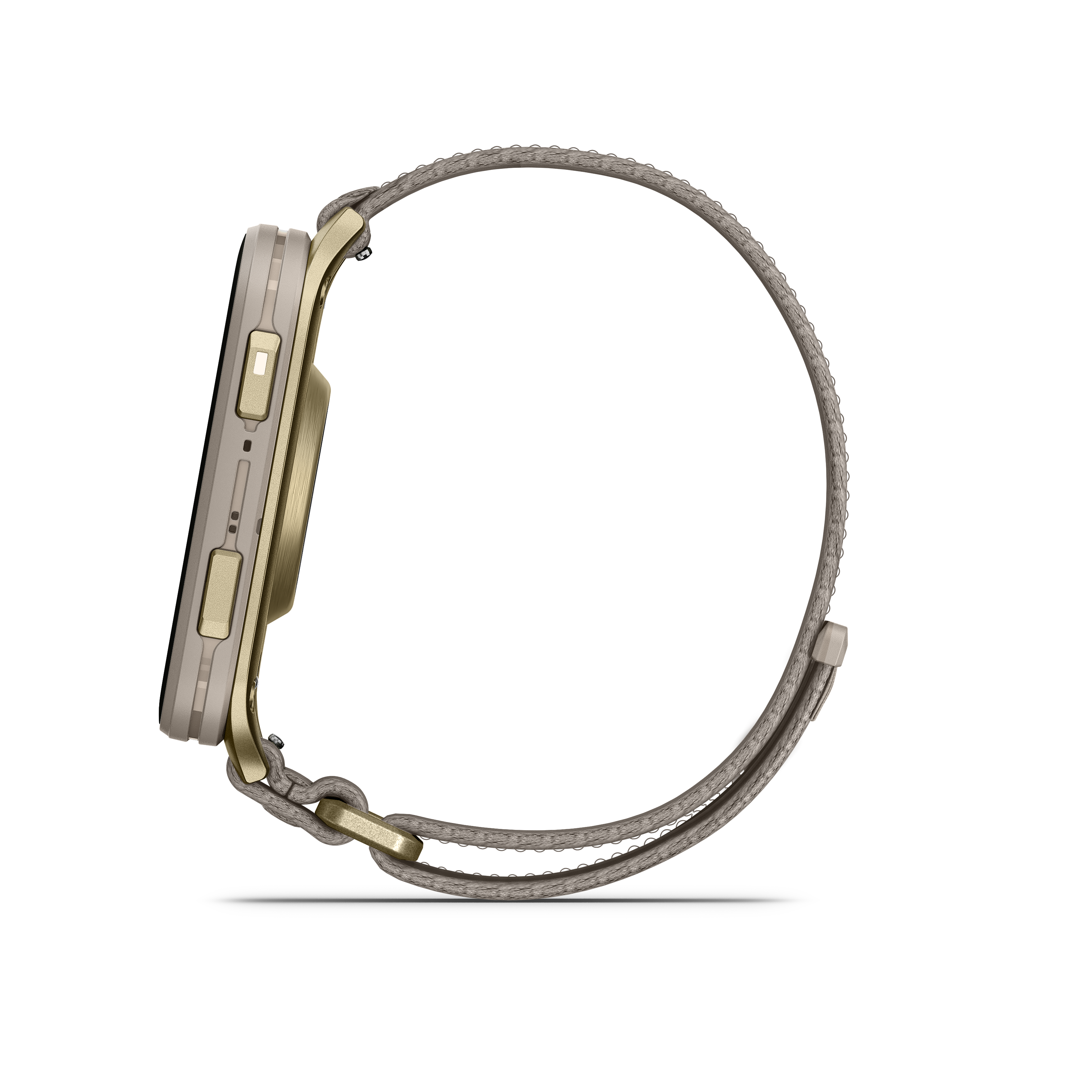 Garmin Venu X1, Soft Gold z tytanowym deklem i nylonowym paskiem ComfortFit w kolorze French Gray