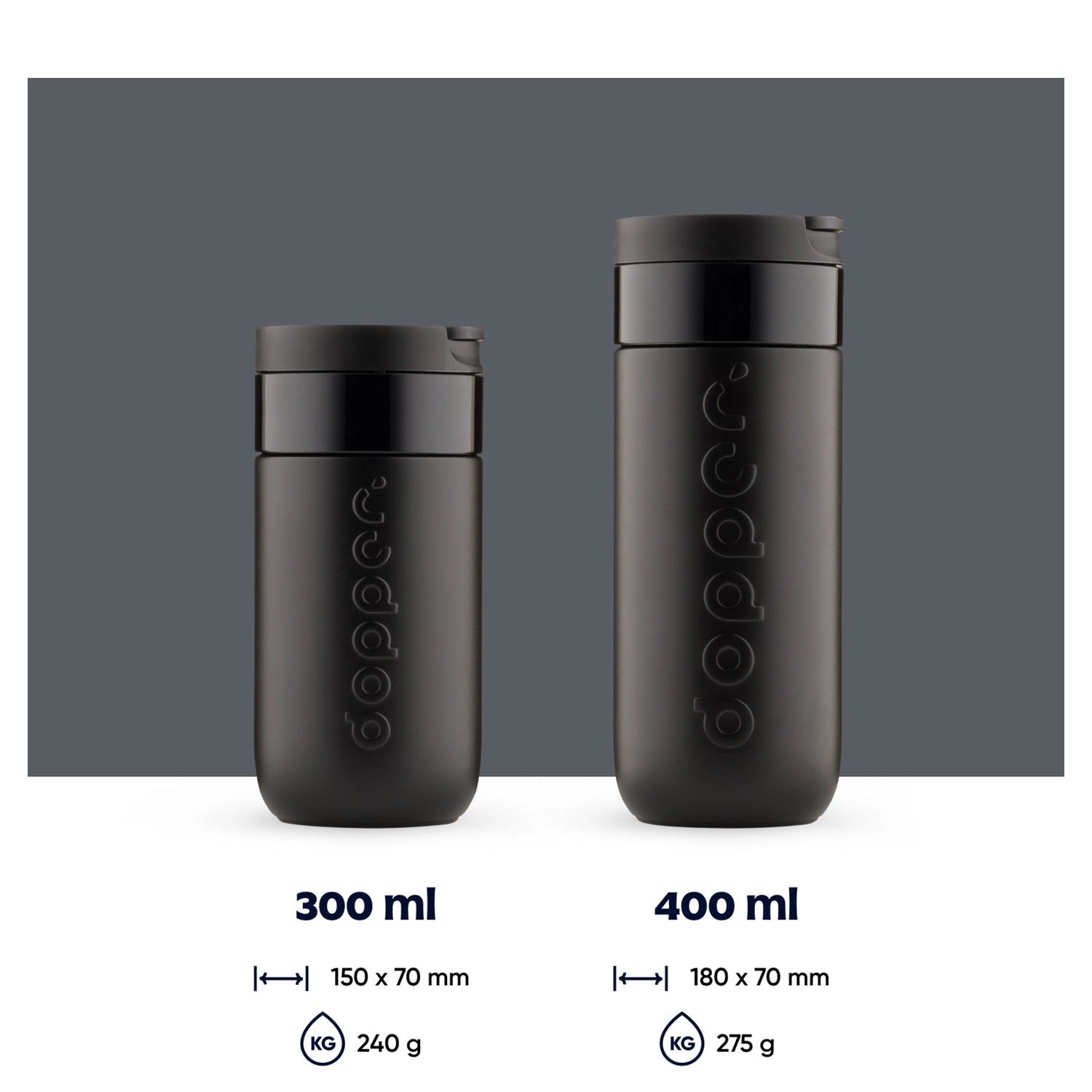 Dopper Travel Mug – Kubek termiczny 300 ml, Blazing Black
