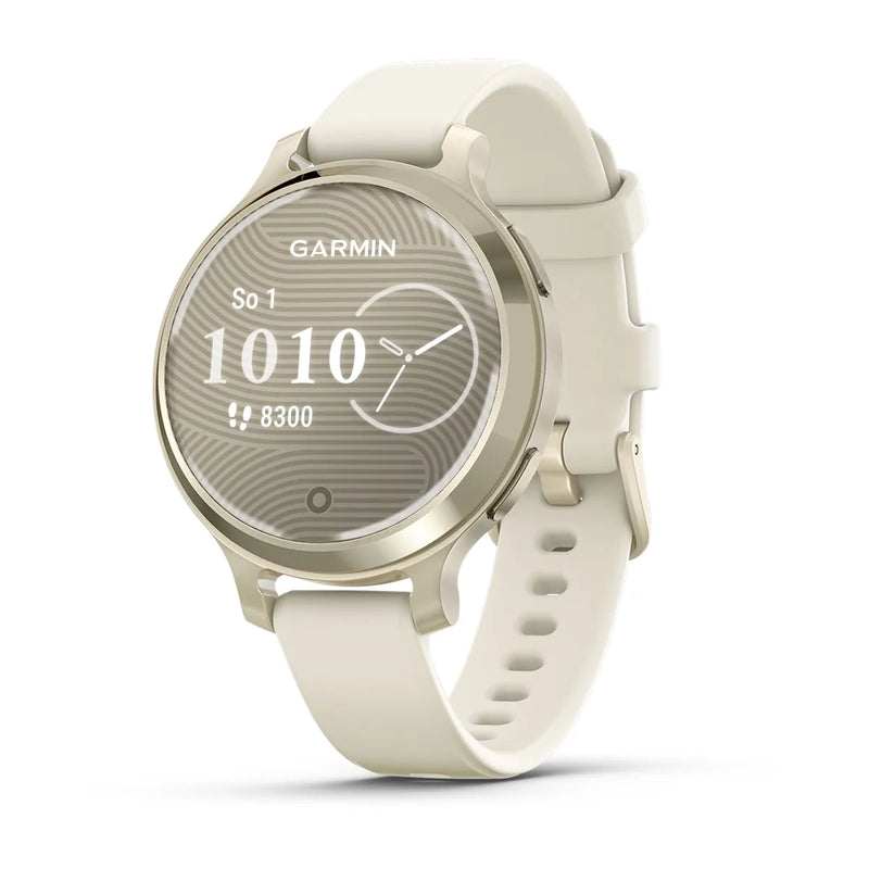 Garmin Smartwatch Lily 2 Active, Lunar Gold z paskiem silikonowym w kolorze Bone