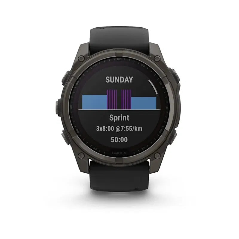 Garmin Fenix 8 Solar Sapphire 51 mm Carbon grey DLC titanium z paskiem silikonowym w kolorze czarnym