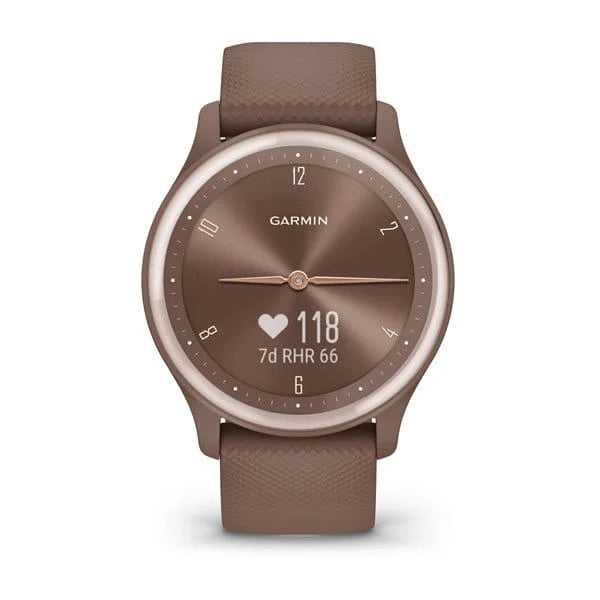 Smartwatch damski Garmin Vivomove Sport Black Walnut Silicone