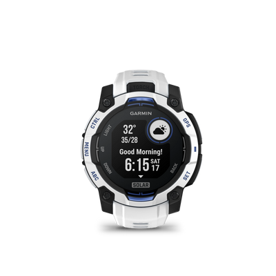 Garmin Instinct 3 – 45 mm, Solar Whitestone z paskiem w kolorze Whitestone / Bolt blue