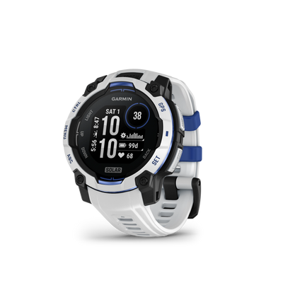 Garmin Instinct 3 – 45 mm, Solar Whitestone z paskiem w kolorze Whitestone / Bolt blue