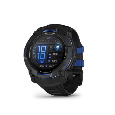Garmin Instinct 3 – 50 mm, AMOLED Black z paskiem w kolorze Black / Bolt blue