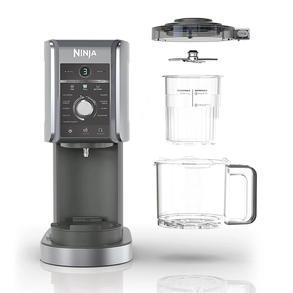 Ninja CREAMi Deluxe NC502EU - Maszynka do lodów, 0,71 l, Srebrny
