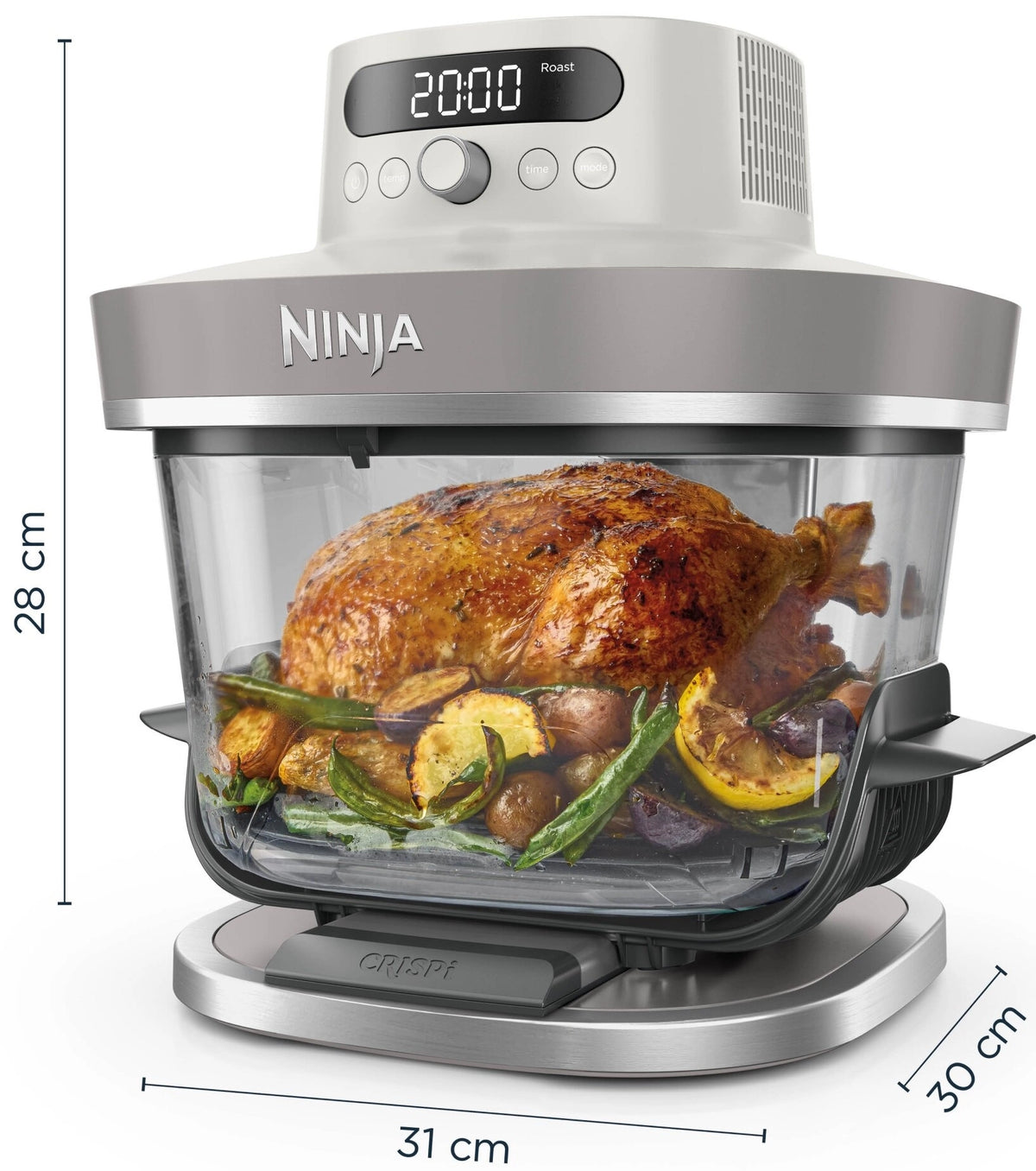 Ninja Frytkownica beztłuszczowa CRISPi PRO AS101EULG - Szklany Air Fryer 7 w 1, 5,7 l, Szary