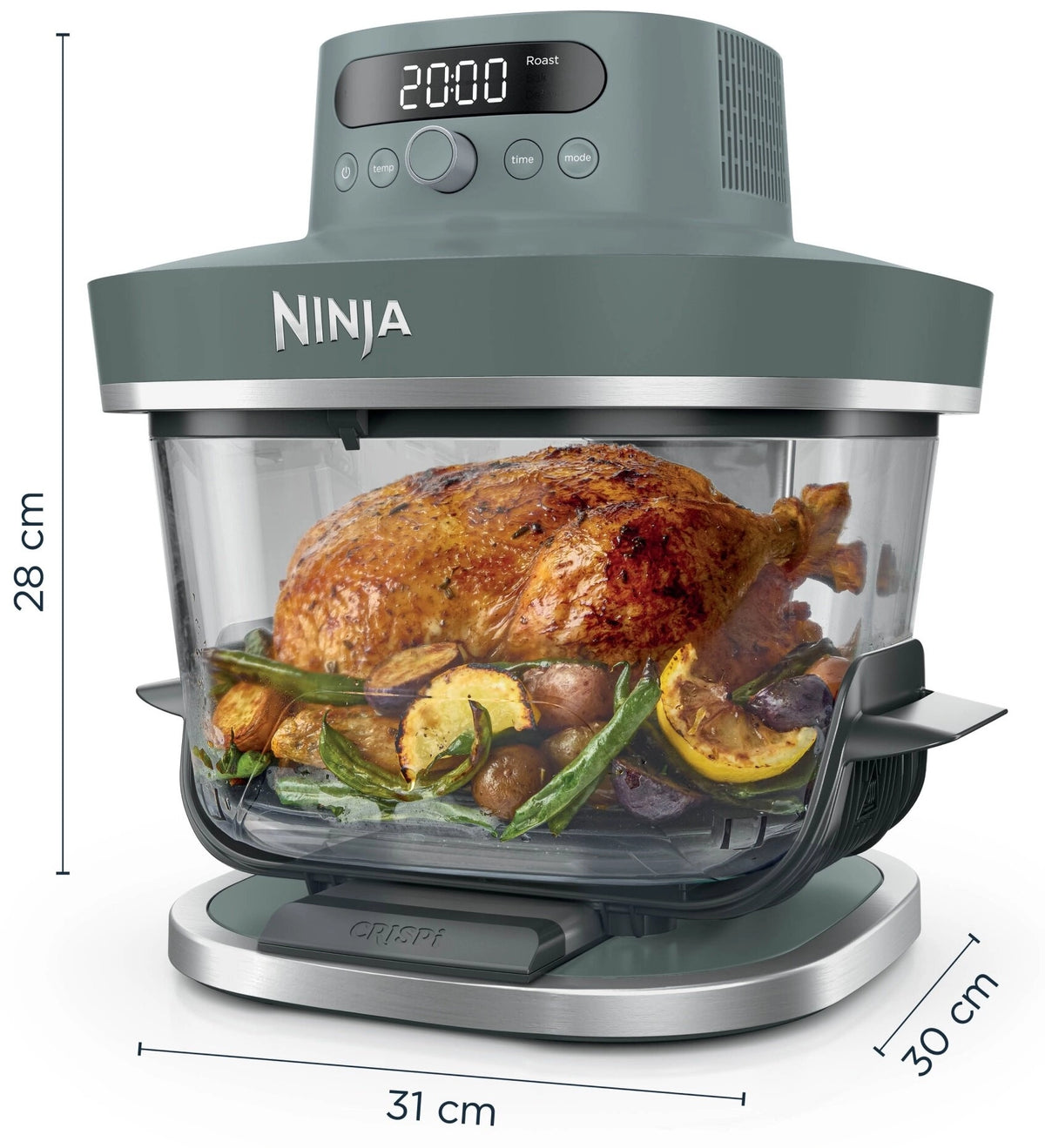 Ninja Frytkownica beztłuszczowa CRISPi PRO AS101EUGY - Szklany Air Fryer 7 w 1, 5,7 l, Turkusowy