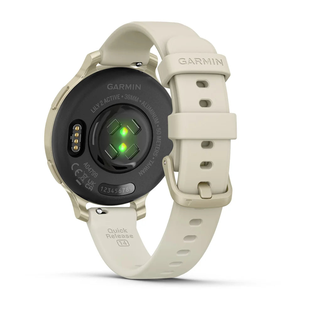 Garmin Smartwatch Lily 2 Active, Lunar Gold z paskiem silikonowym w kolorze Bone
