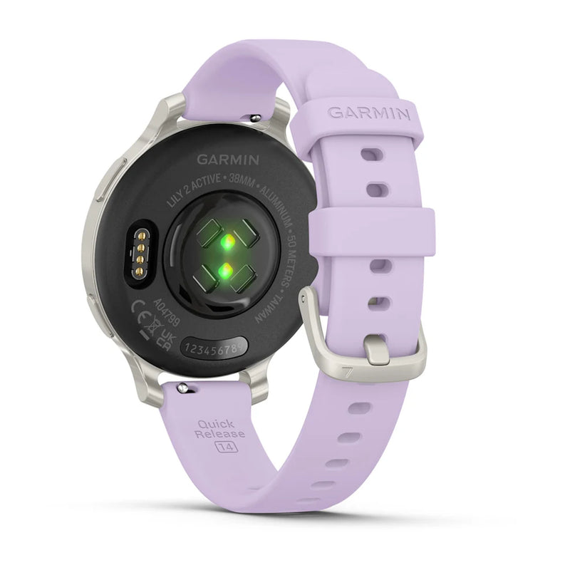 Garmin Smartwatch Lily 2 Active, Srebrny z paskiem silikonowym w kolorze Purple Jasmine